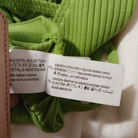 ZARA Green Ribbed Cutout Bodysuit | Criss-Cross Waist | Size M | NWT - Picture 7 of 16